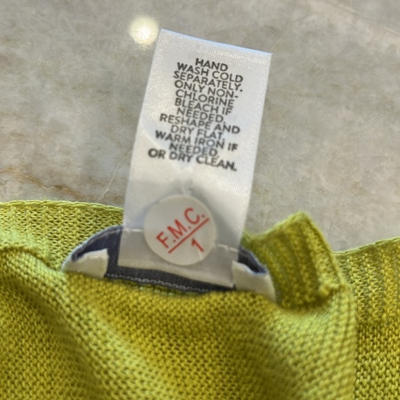 J. Jill | Linen Blend Tasseled Poncho Sweater‎ | Citron Chartreuse | One Size - Picture 11 of 12